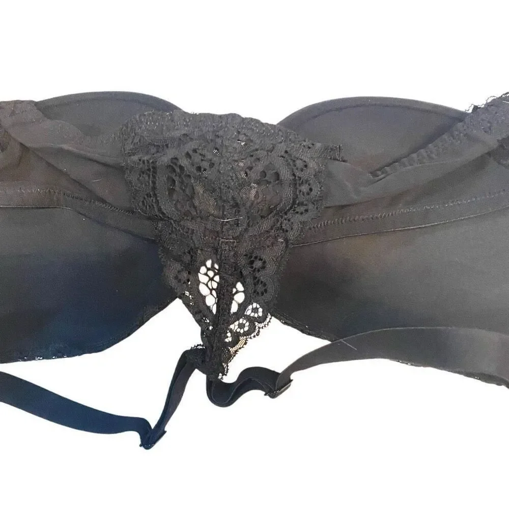 Auden NWT black size 40C the Radiant plunge cover push up bra black lace